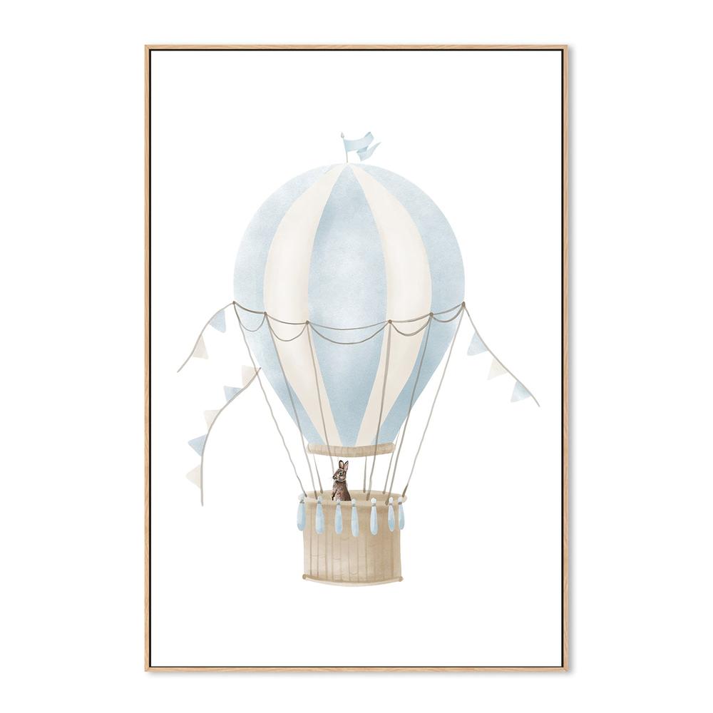 wall-art-print-canvas-poster-framed-Hot Air Balloon Blue Bunny , By At Viv Home Prints-4