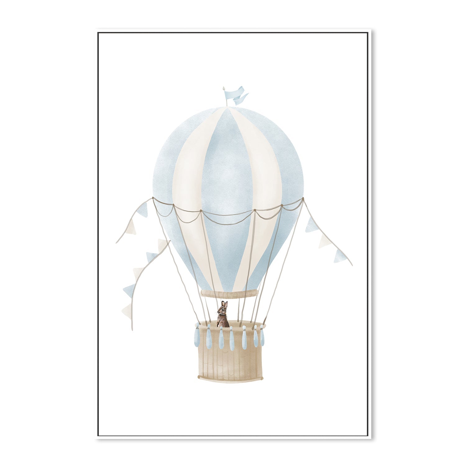 wall-art-print-canvas-poster-framed-Hot Air Balloon Blue Bunny , By At Viv Home Prints-5