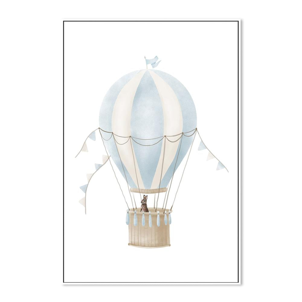 wall-art-print-canvas-poster-framed-Hot Air Balloon Blue Bunny , By At Viv Home Prints-5