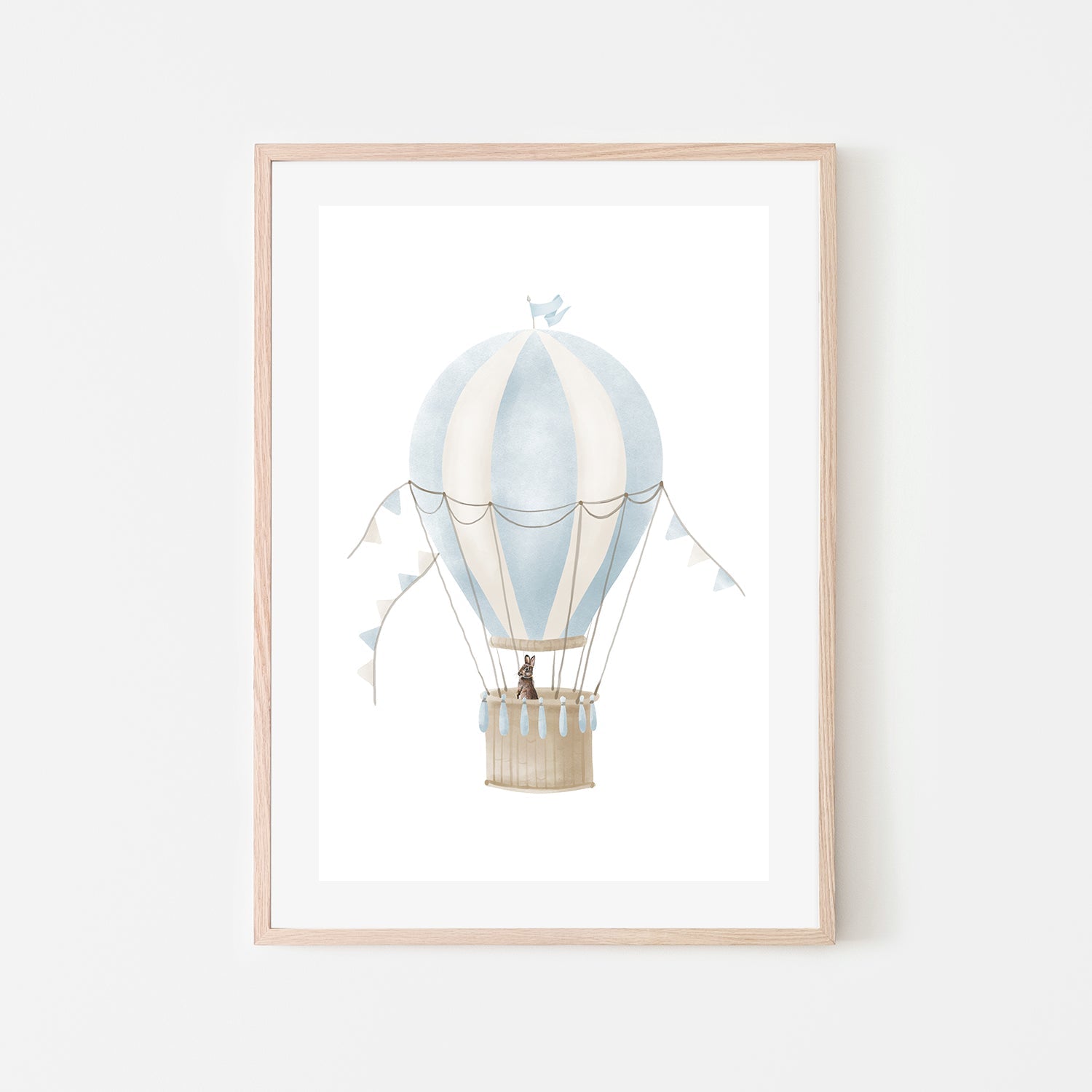 wall-art-print-canvas-poster-framed-Hot Air Balloon Blue Bunny , By At Viv Home Prints-6