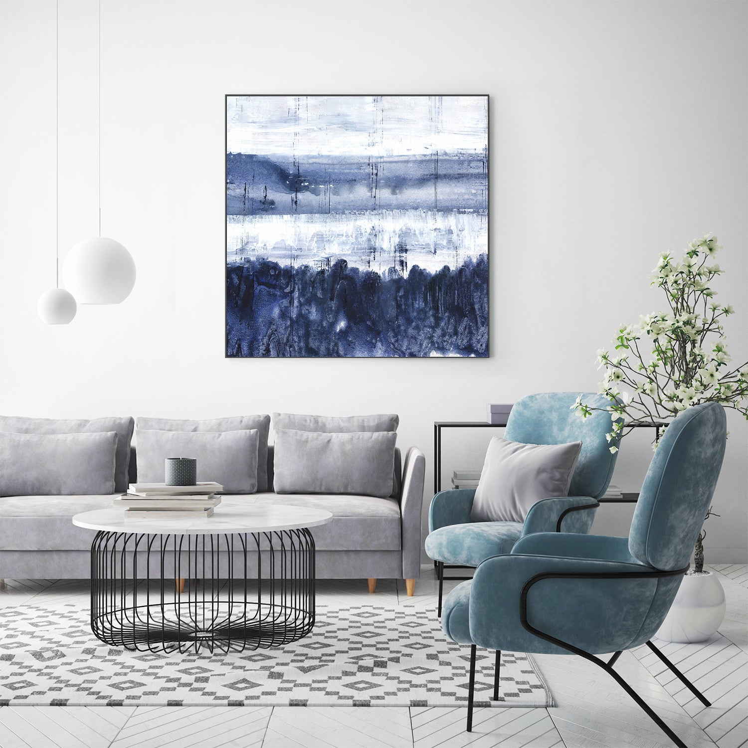 wall-art-print-canvas-poster-framed-Indigo Landscape , By Maya Woods-7