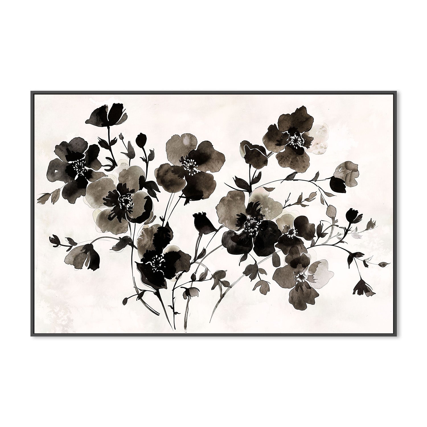wall-art-print-canvas-poster-framed-Ink Florals, Style A-3