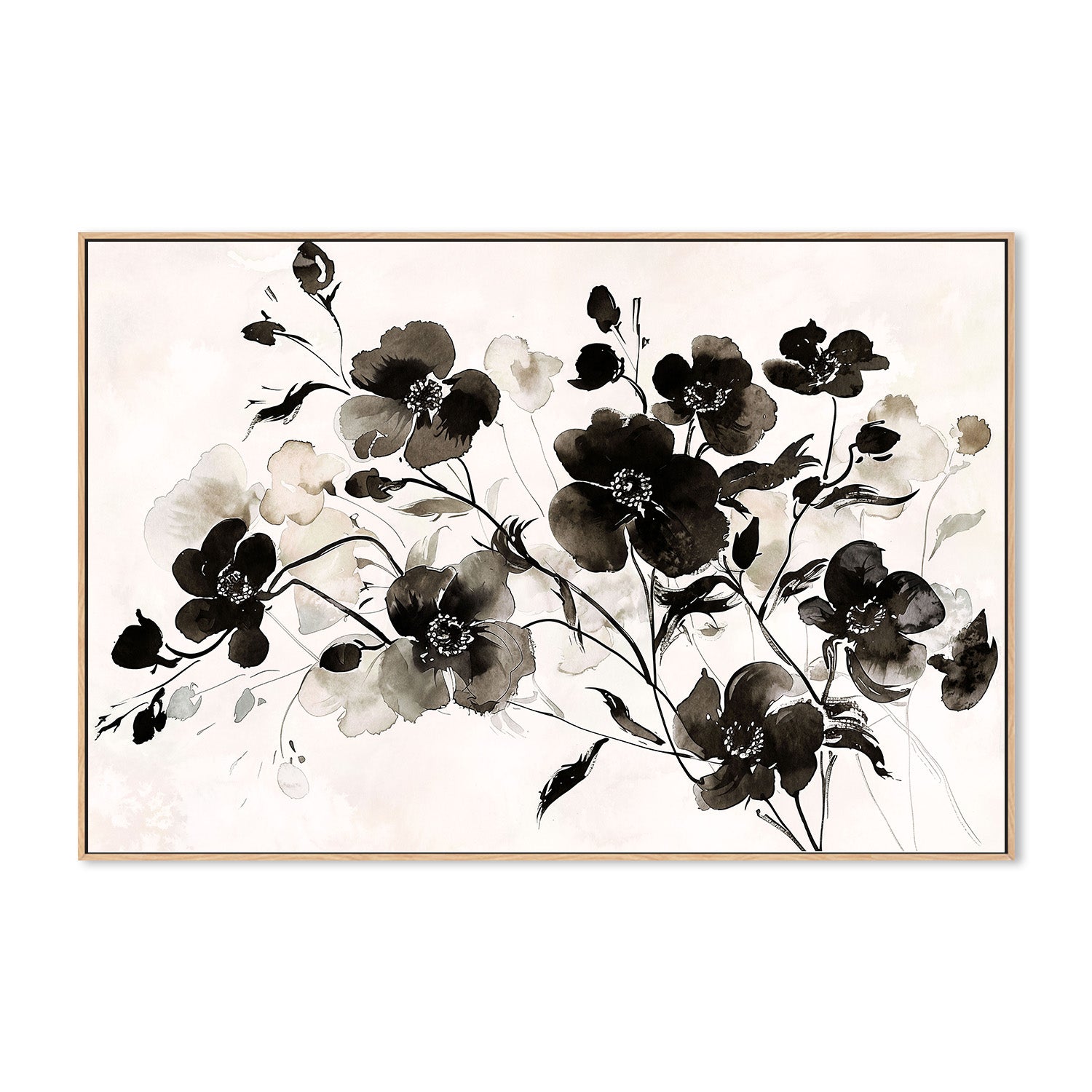 wall-art-print-canvas-poster-framed-Ink Florals, Style C-4