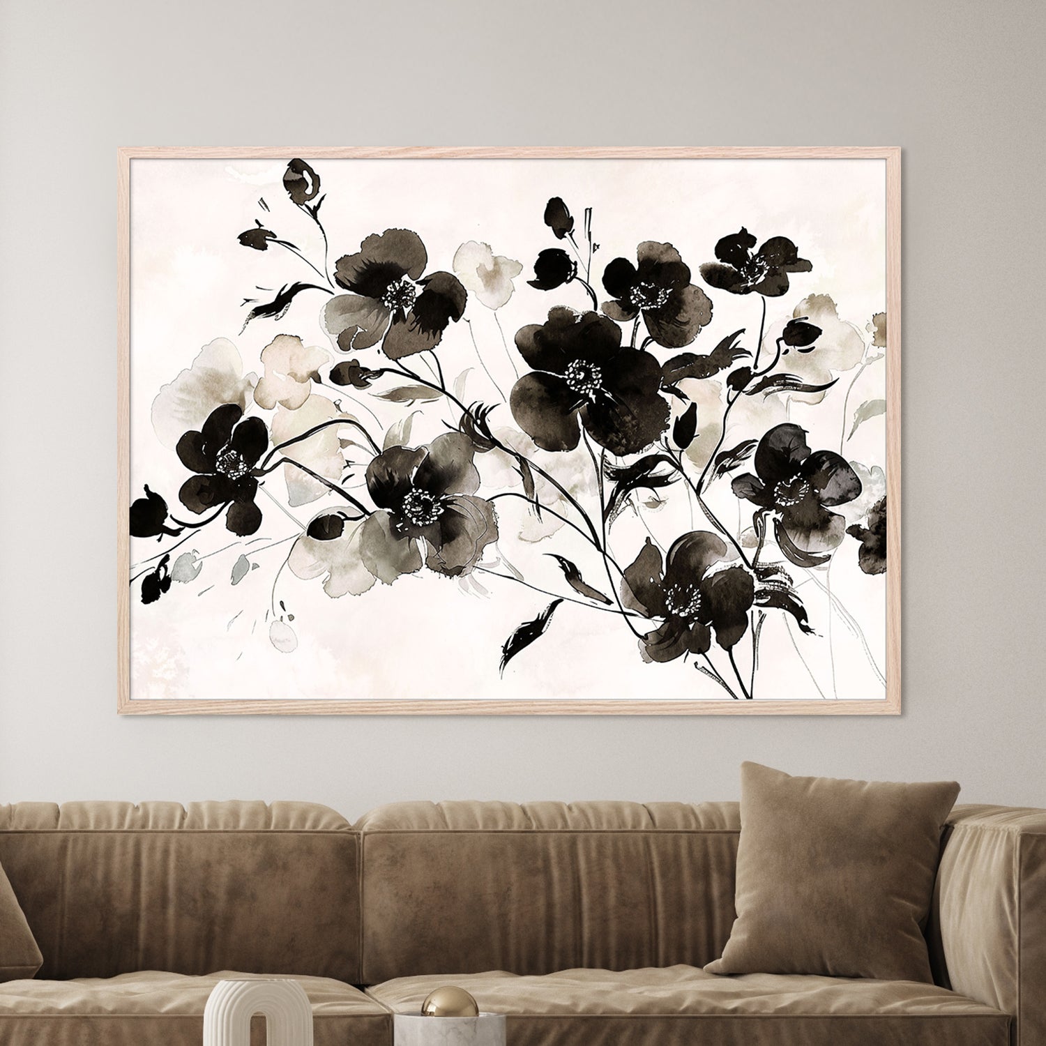 wall-art-print-canvas-poster-framed-Ink Florals, Style C-7