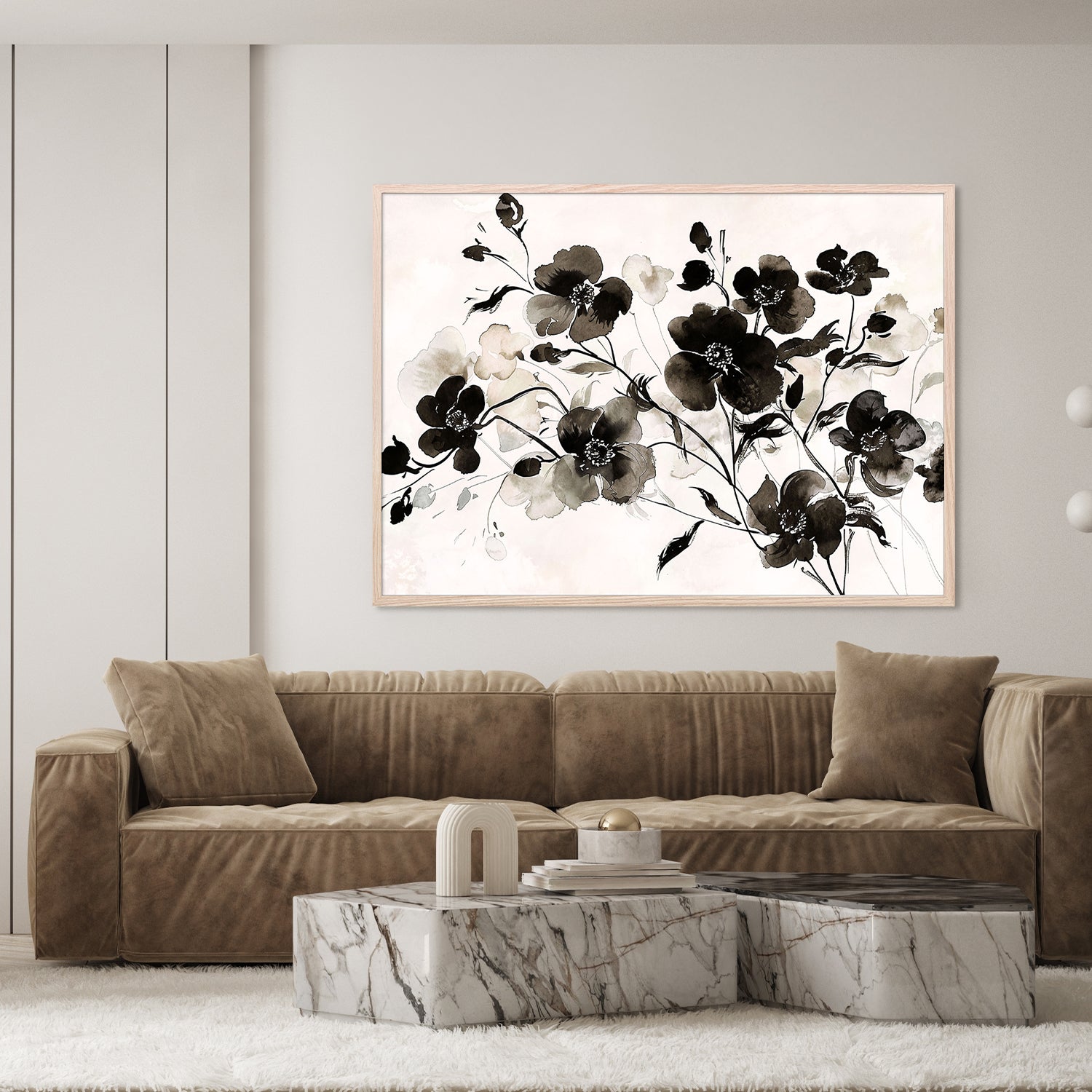wall-art-print-canvas-poster-framed-Ink Florals, Style C-8