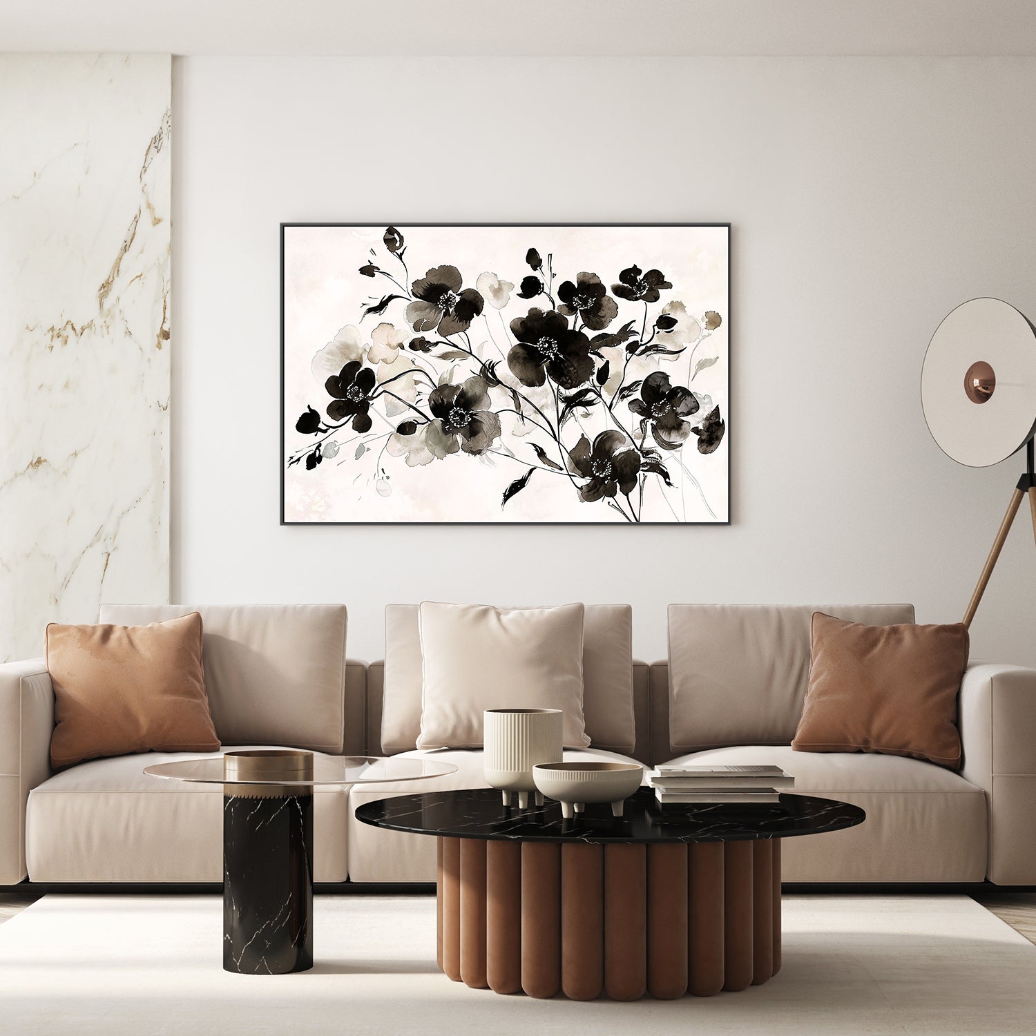 wall-art-print-canvas-poster-framed-Ink Florals, Style C-9
