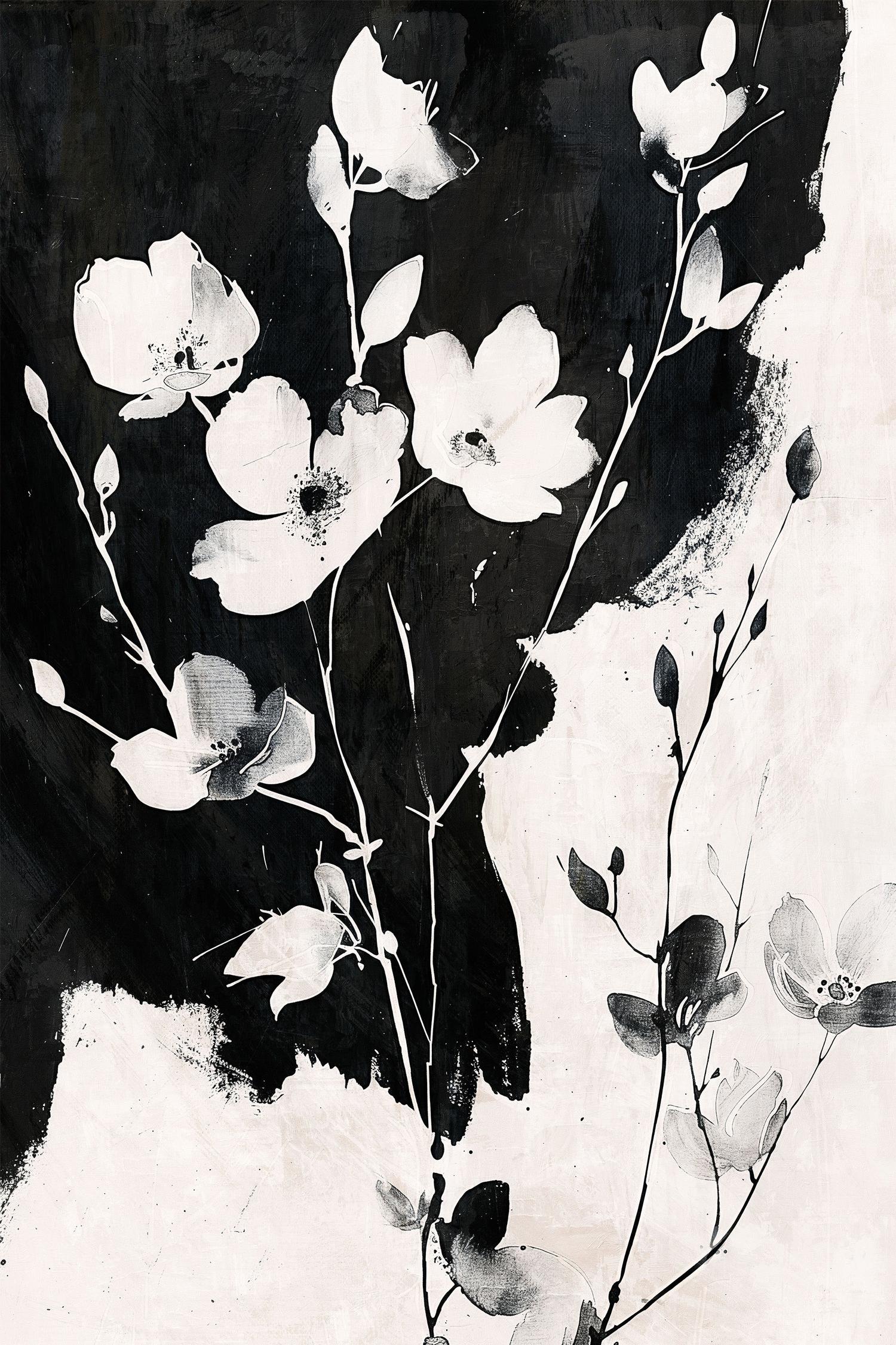 wall-art-print-canvas-poster-framed-Ink & Petals, Style A-1