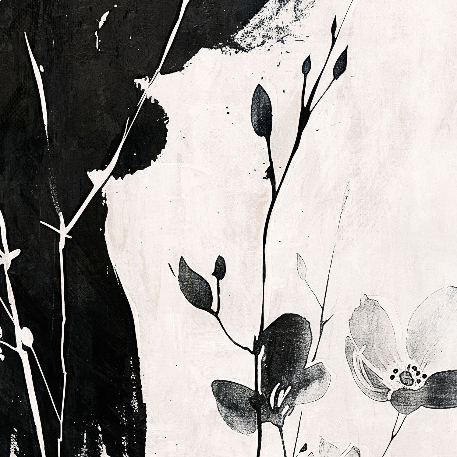 wall-art-print-canvas-poster-framed-Ink & Petals, Style A-11