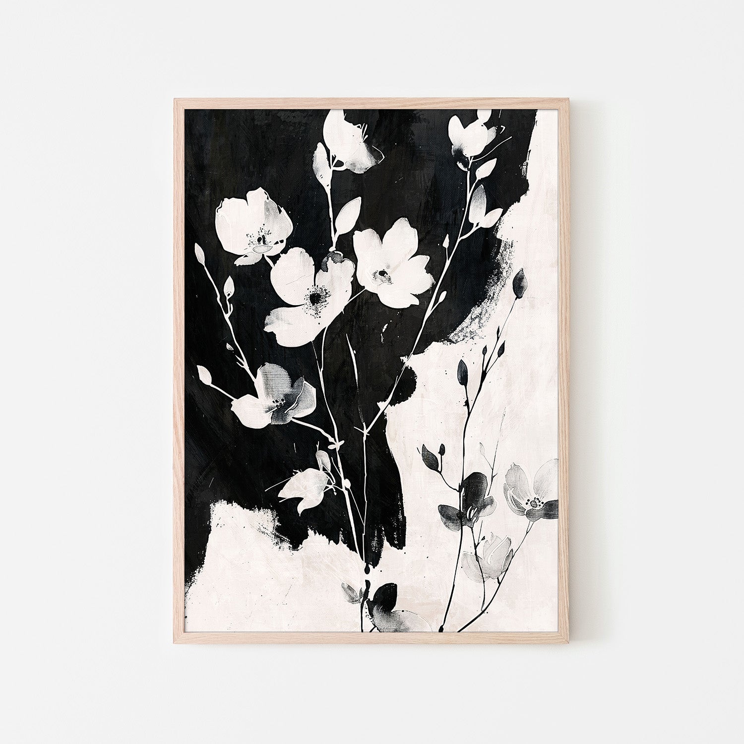 wall-art-print-canvas-poster-framed-Ink & Petals, Style A-6