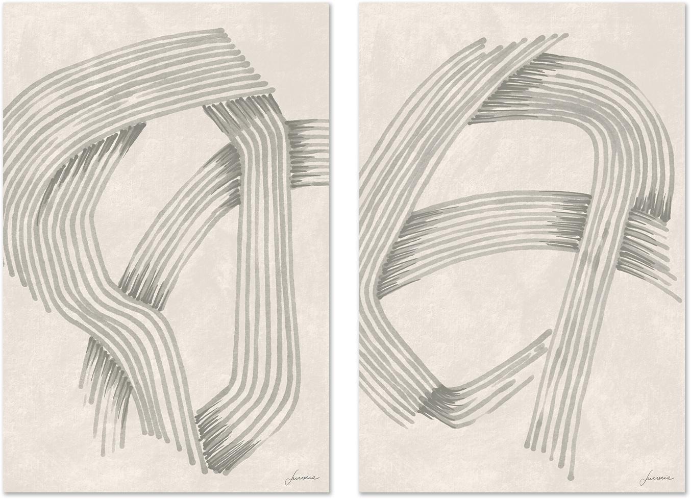 wall-art-print-canvas-poster-framed-Intersections, Style A & B, Set Of 2 , By Lucrecia Caporale-1