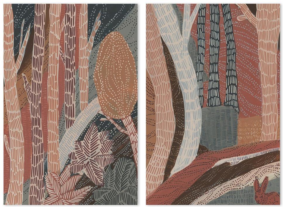 wall-art-print-canvas-poster-framed-Into Bohemia Forest, Set Of 2, Style A-by-Emily Wood-Gioia Wall Art