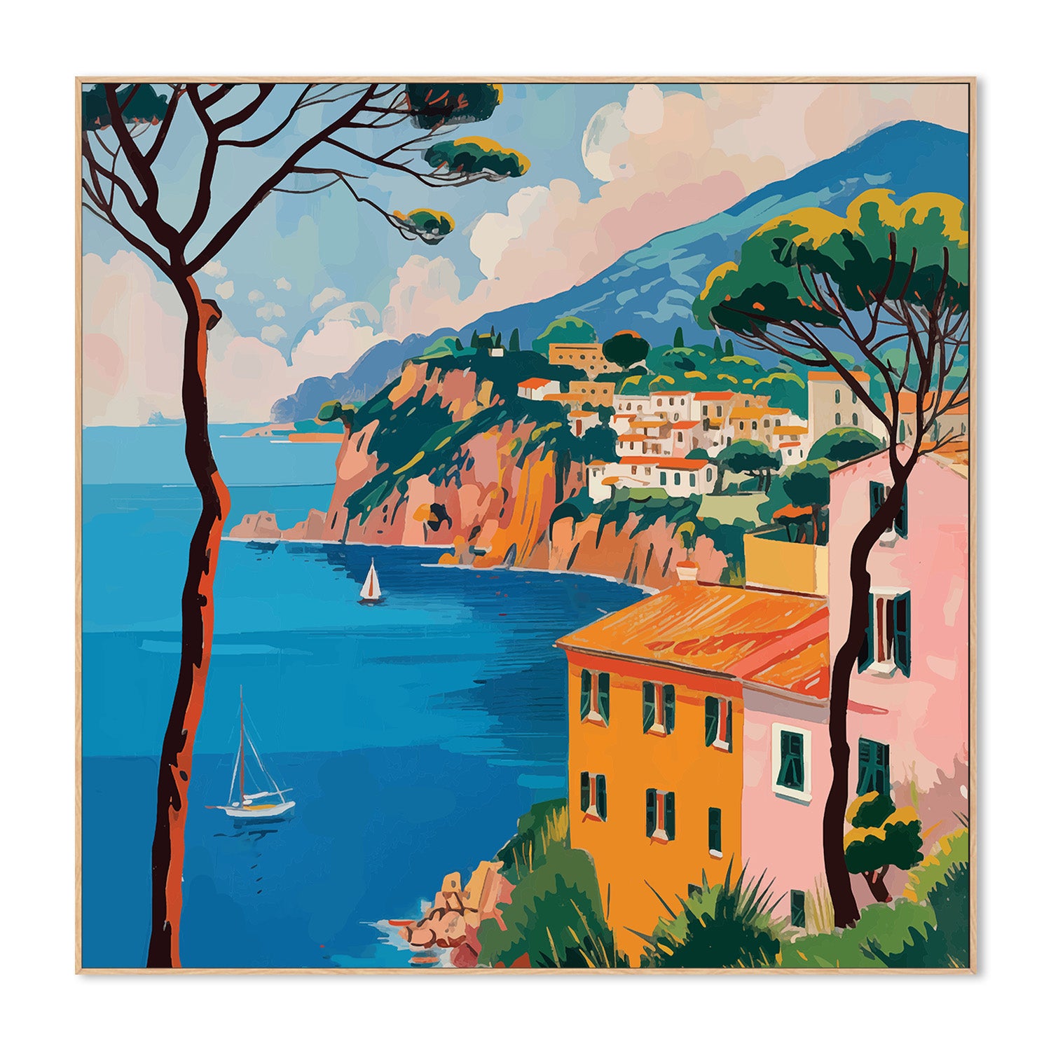 wall-art-print-canvas-poster-framed-Italian Coast, Style B-4