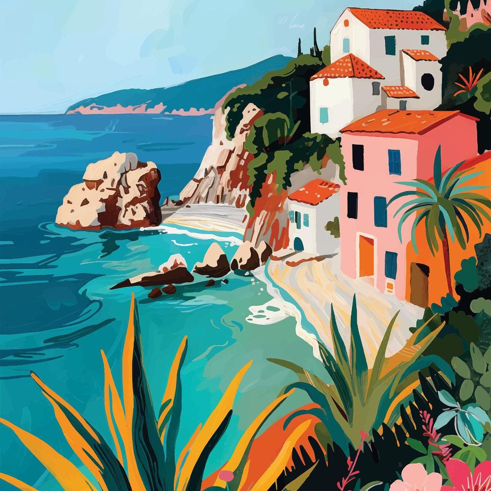 wall-art-print-canvas-poster-framed-Italian Coast, Style D-1