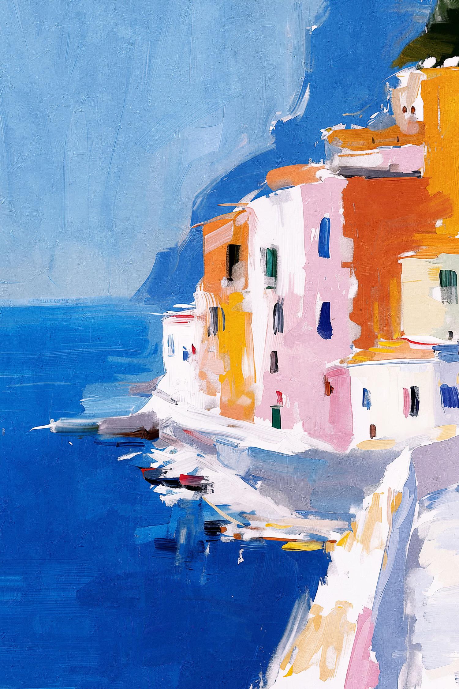 wall-art-print-canvas-poster-framed-Italian Seaside, Style A-1