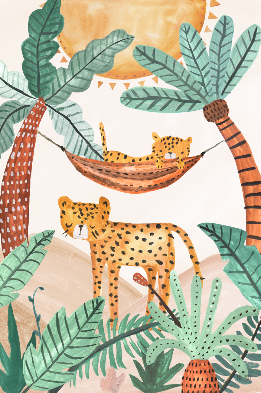 wall-art-print-canvas-poster-framed-Jungle Horizon Cheetahs , By Pip and Phee-1