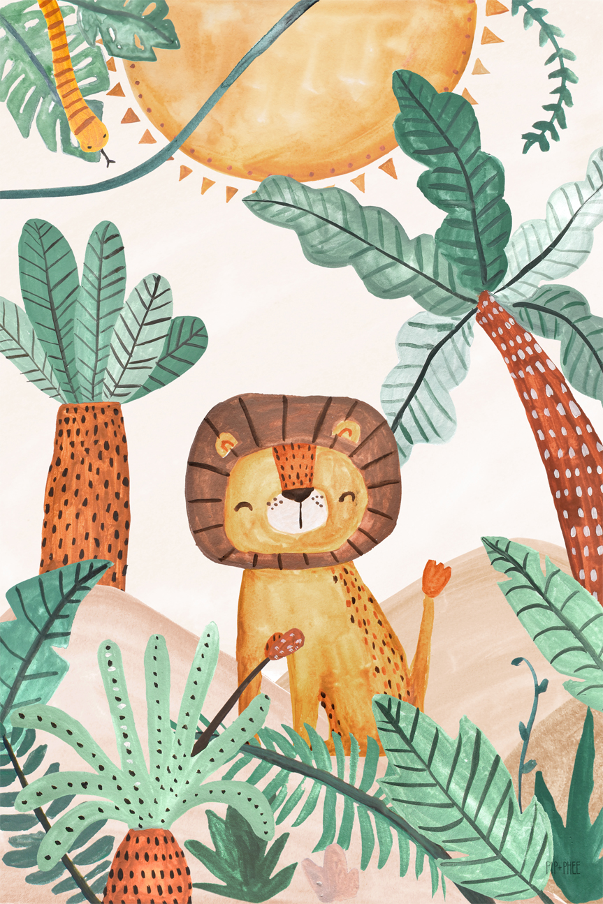 wall-art-print-canvas-poster-framed-Jungle Horizon Lion , By Pip and Phee-1