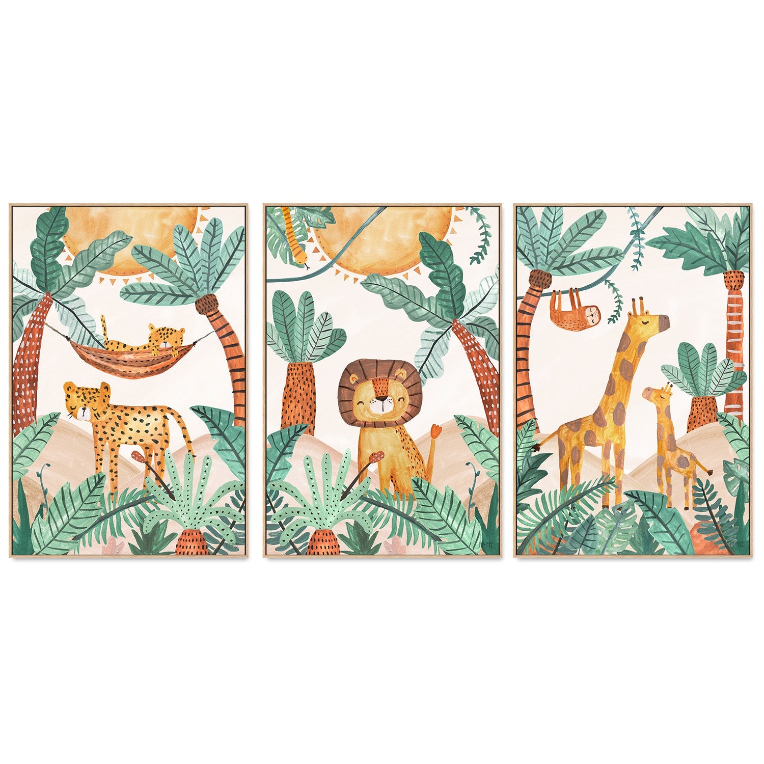 wall-art-print-canvas-poster-framed-Jungle Horizon, Set of 3 , By Pip and Phee-4