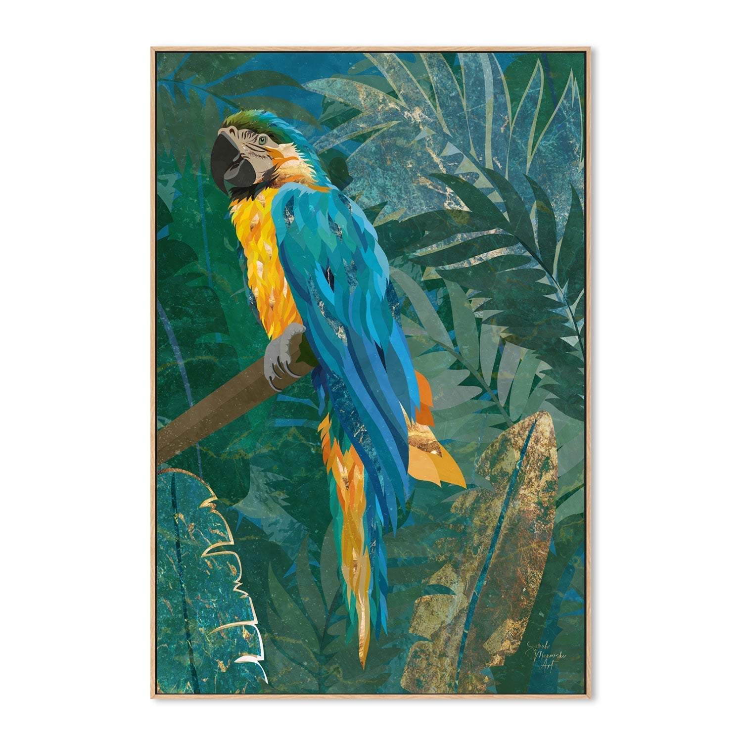wall-art-print-canvas-poster-framed-Jungle Macaw , By Sarah Manovski-GIOIA-WALL-ART