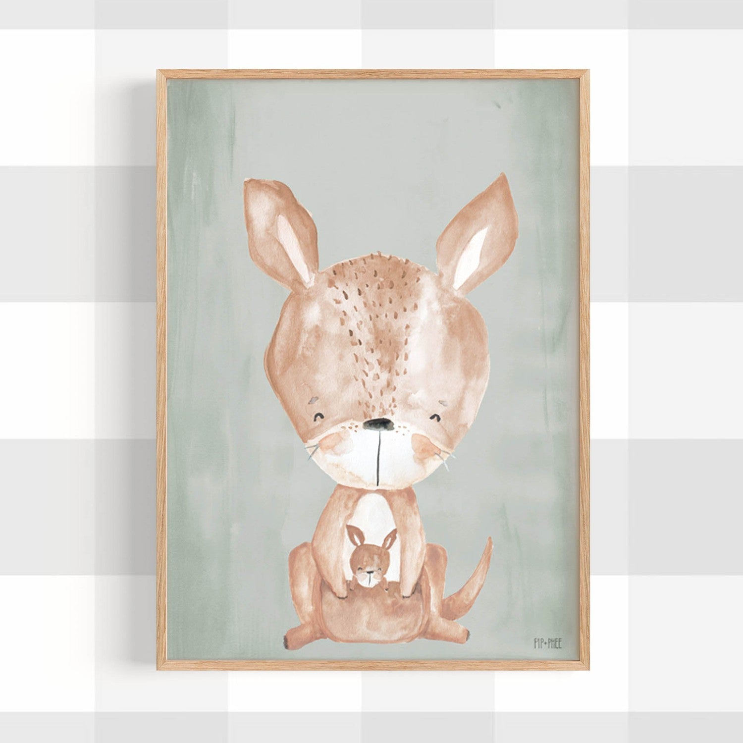 wall-art-print-canvas-poster-framed-Kangaroo Critter Print Olive , By Pip and Phee-2