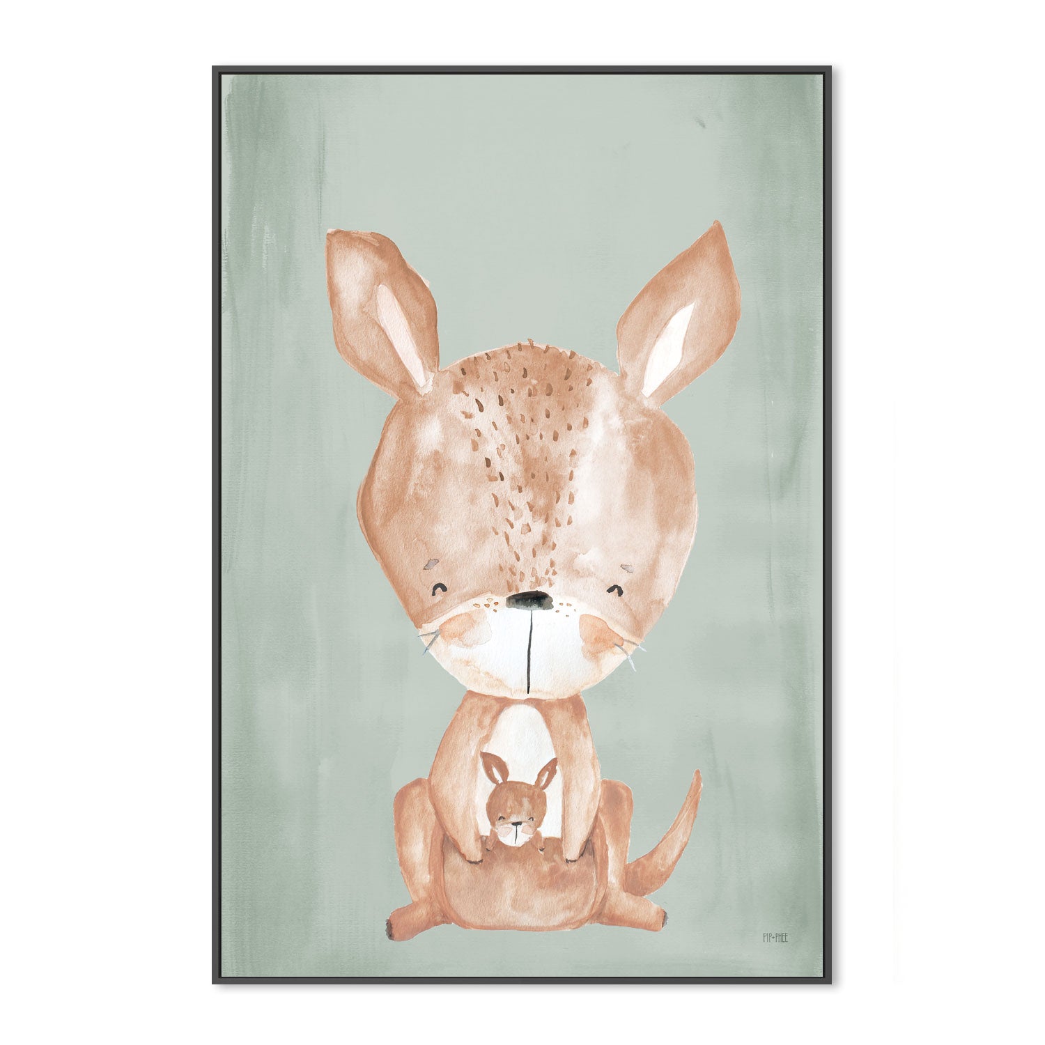 wall-art-print-canvas-poster-framed-Kangaroo Critter Print Olive , By Pip and Phee-3