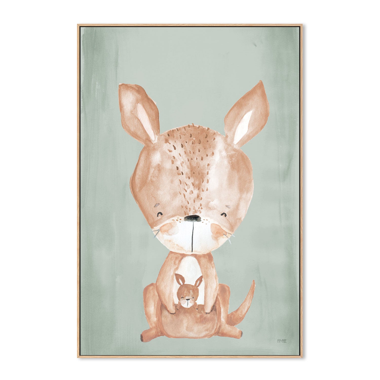 wall-art-print-canvas-poster-framed-Kangaroo Critter Print Olive , By Pip and Phee-4