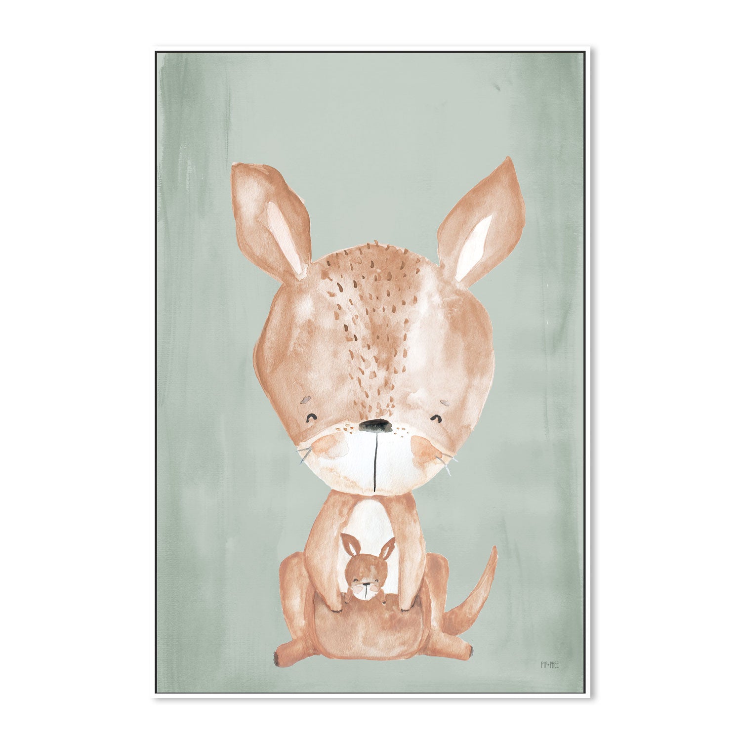 wall-art-print-canvas-poster-framed-Kangaroo Critter Print Olive , By Pip and Phee-5