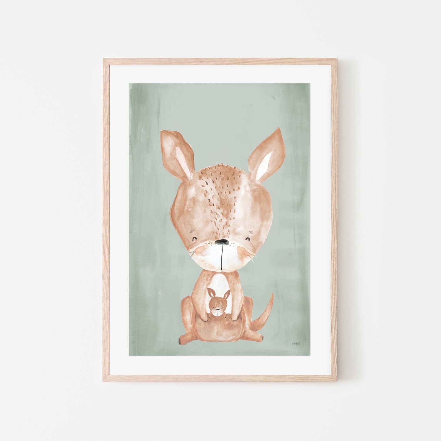 wall-art-print-canvas-poster-framed-Kangaroo Critter Print Olive , By Pip and Phee-6