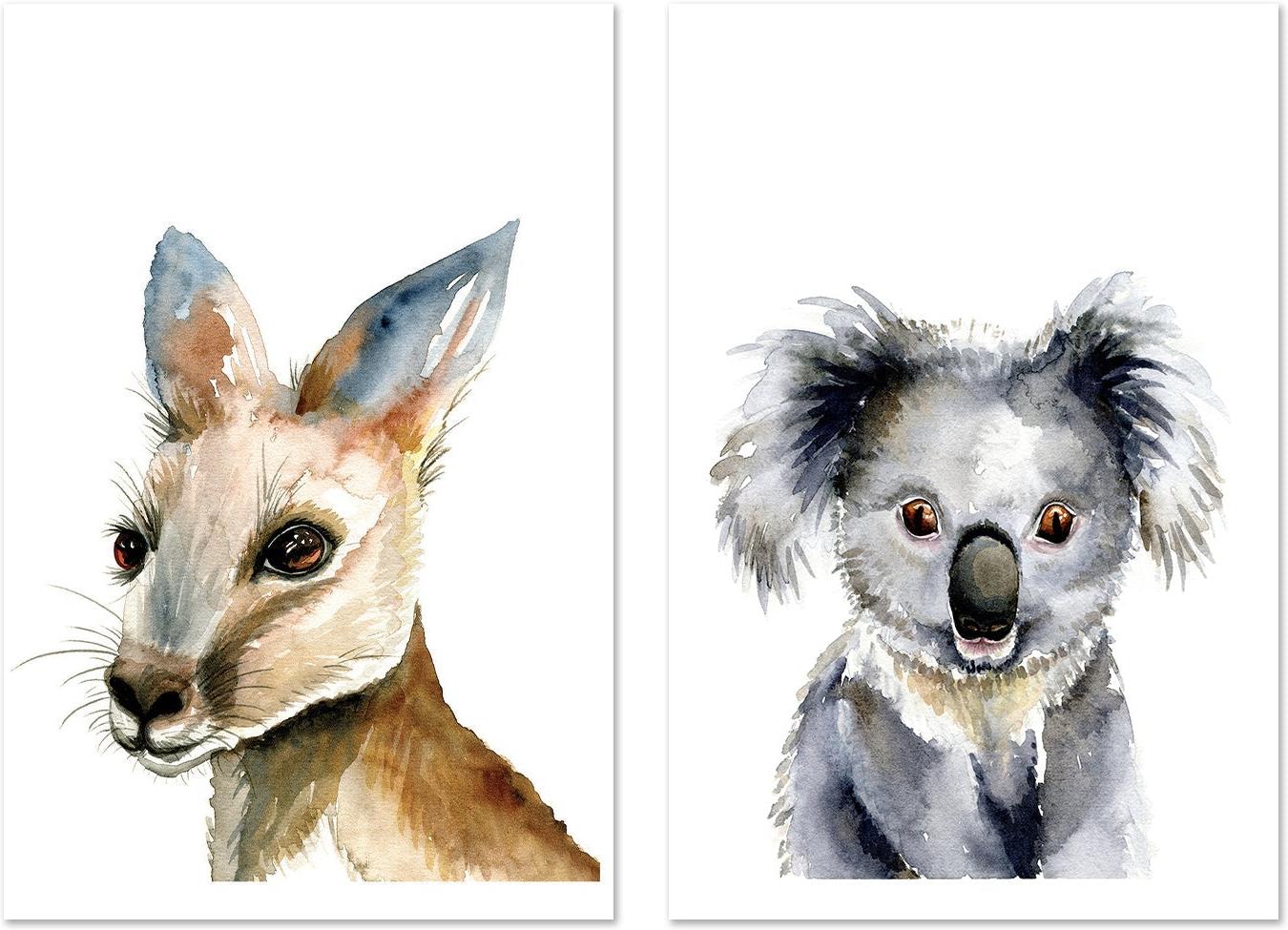 wall-art-print-canvas-poster-framed-Kangaroo & Koala, Set of 2 , By Jessie Mitchelson-GIOIA-WALL-ART
