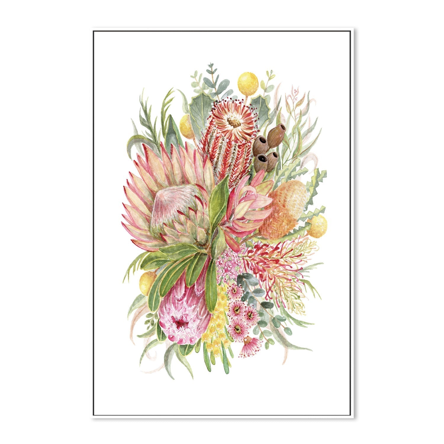 wall-art-print-canvas-poster-framed-King Protea And Banksia, Style A , By Jessie Mitchelson-GIOIA-WALL-ART
