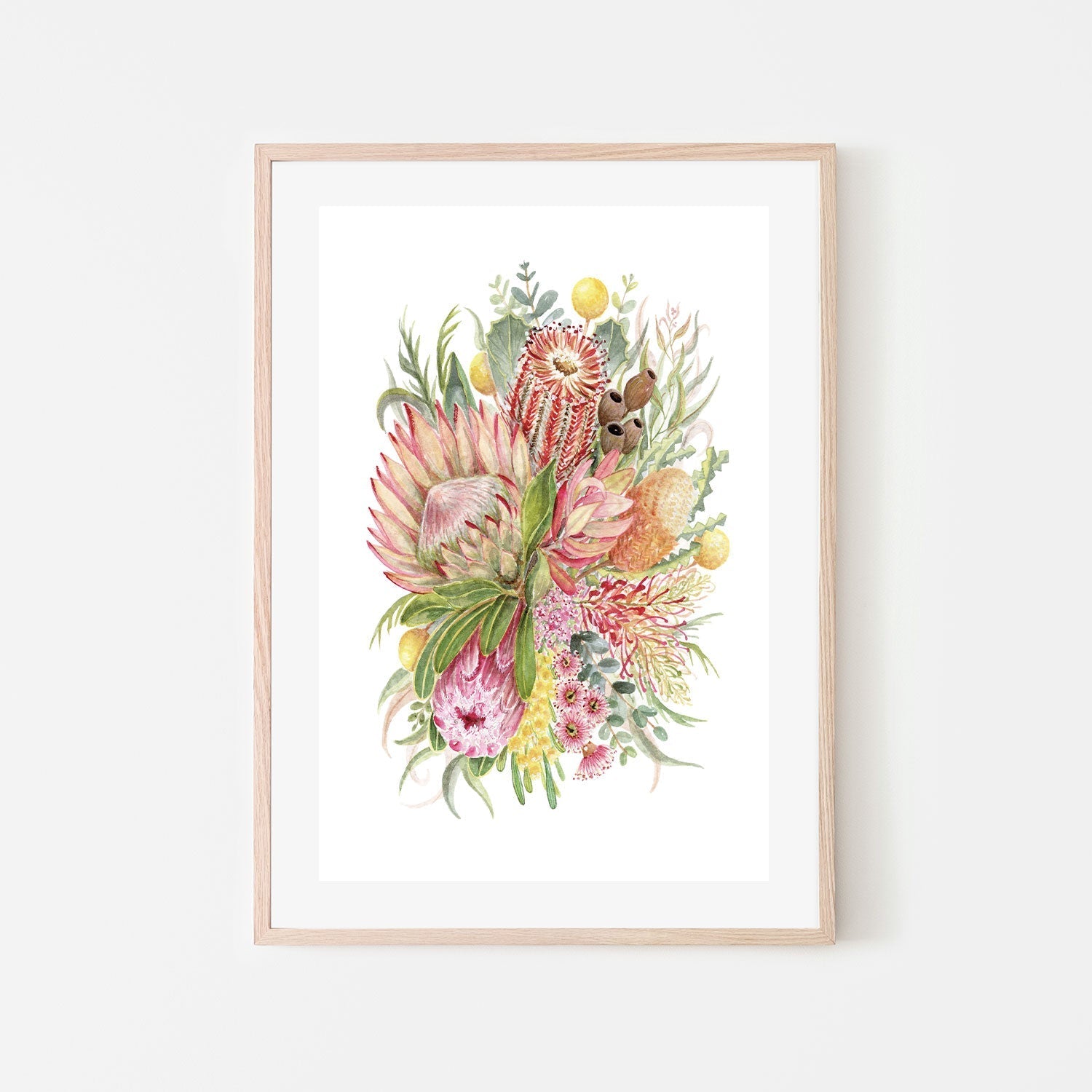wall-art-print-canvas-poster-framed-King Protea And Banksia, Style A , By Jessie Mitchelson-GIOIA-WALL-ART