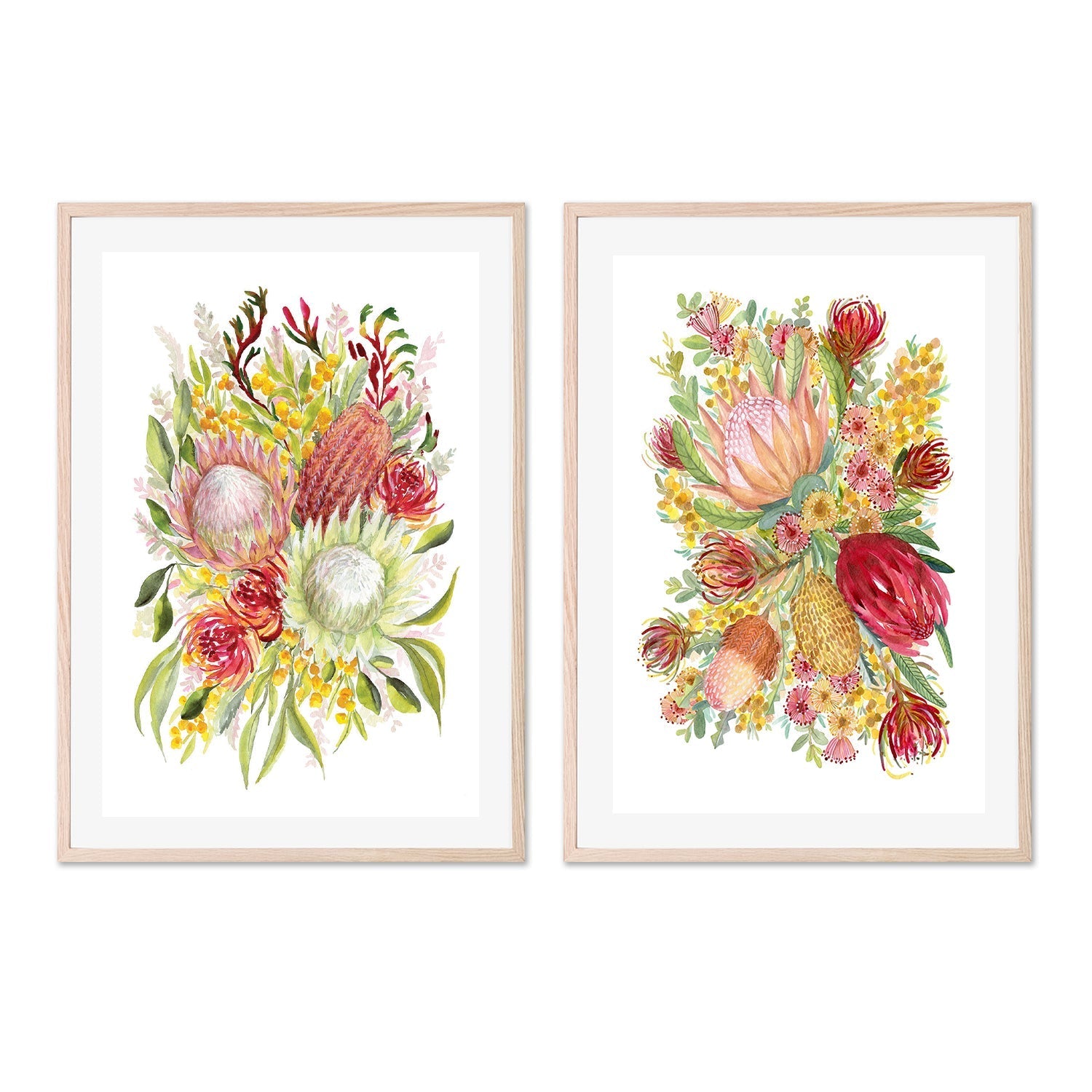 wall-art-print-canvas-poster-framed-King Protea And Banksia, Style B & D, Set of 2 , By Jessie Mitchelson-GIOIA-WALL-ART