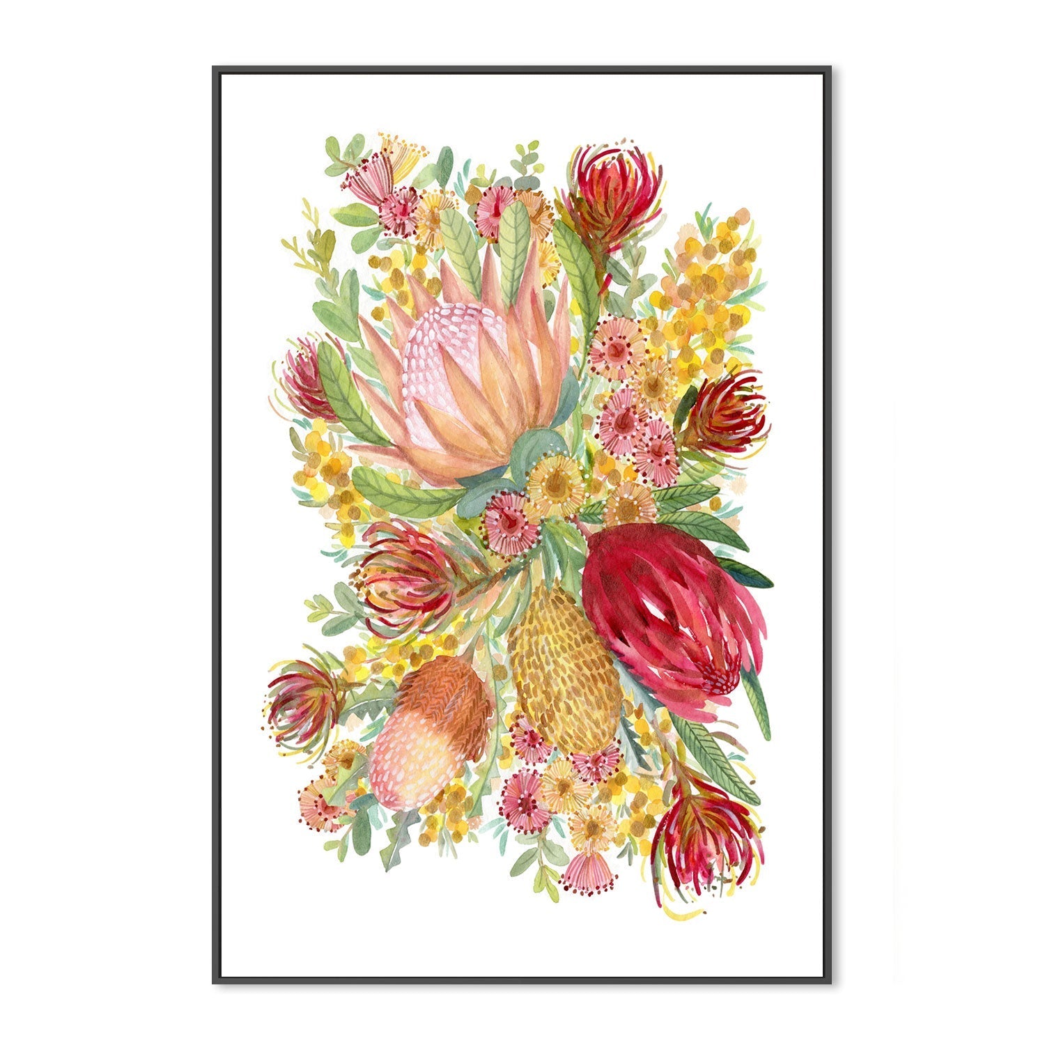 wall-art-print-canvas-poster-framed-King Protea And Banksia, Style D , By Jessie Mitchelson-GIOIA-WALL-ART