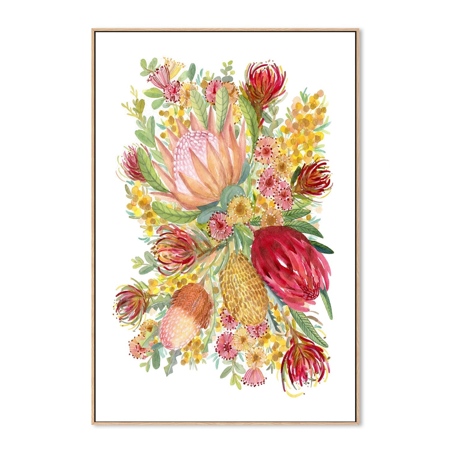 wall-art-print-canvas-poster-framed-King Protea And Banksia, Style D , By Jessie Mitchelson-GIOIA-WALL-ART