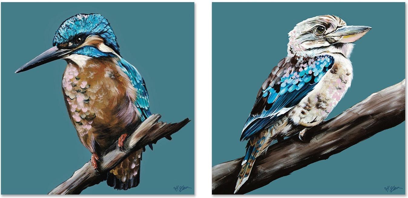 Kingfisher Blue, Style A & B, Set Of 2