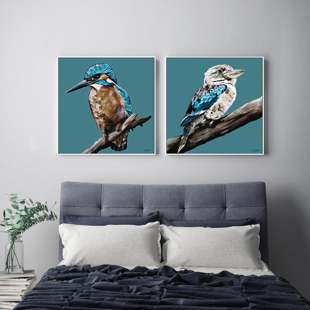 Kingfisher Blue, Style A & B, Set Of 2