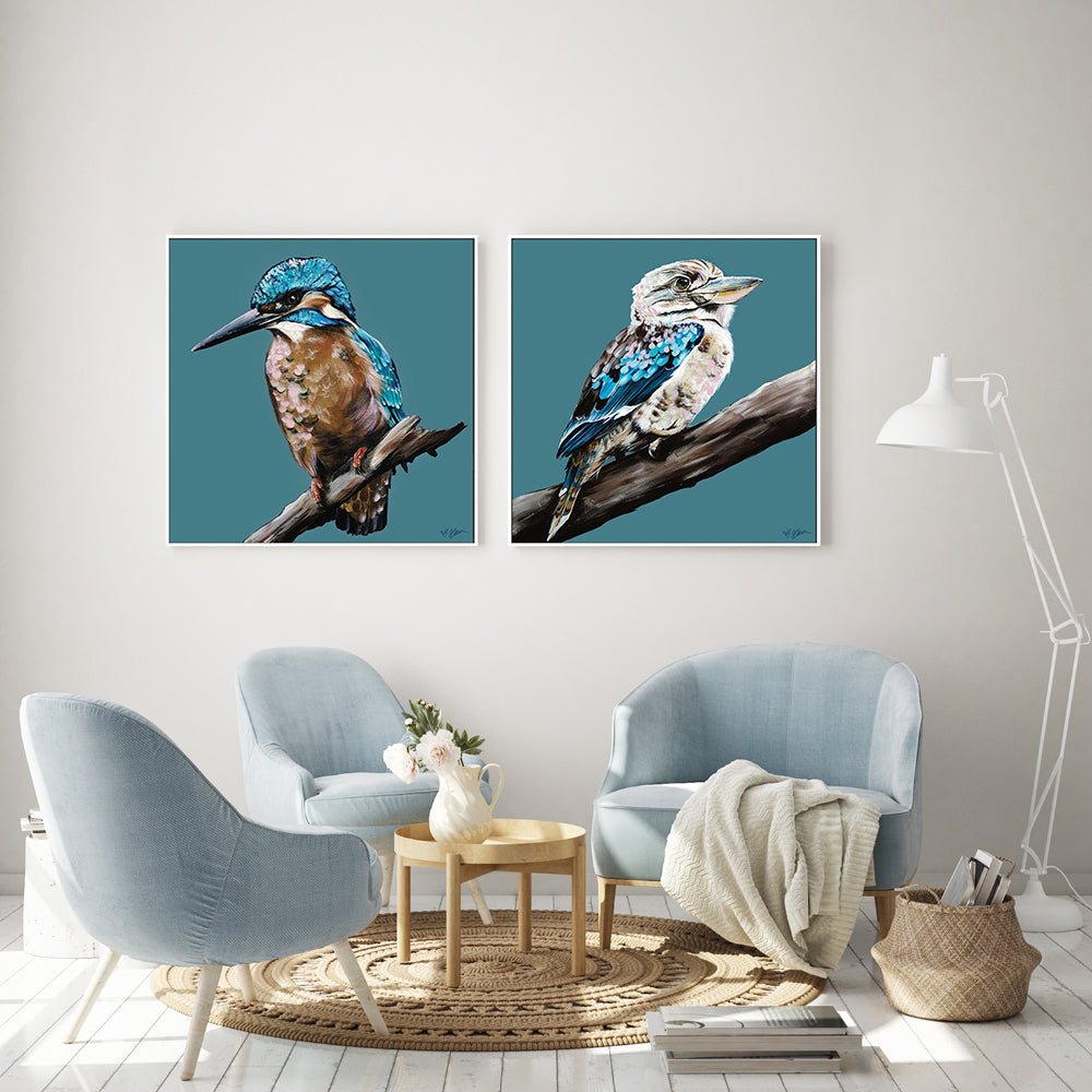 Kingfisher Blue, Style A & B, Set Of 2