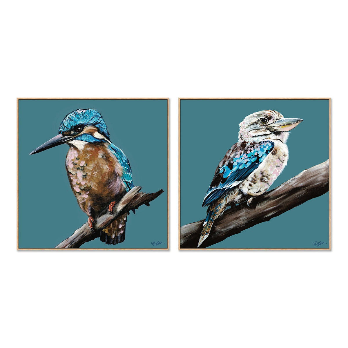 Kingfisher Blue, Style A & B, Set Of 2