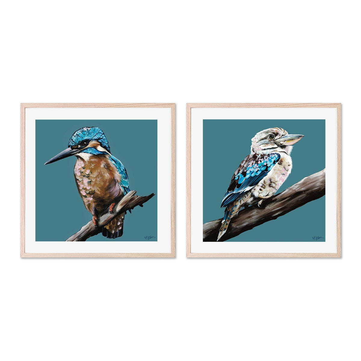 Kingfisher Blue, Style A & B, Set Of 2