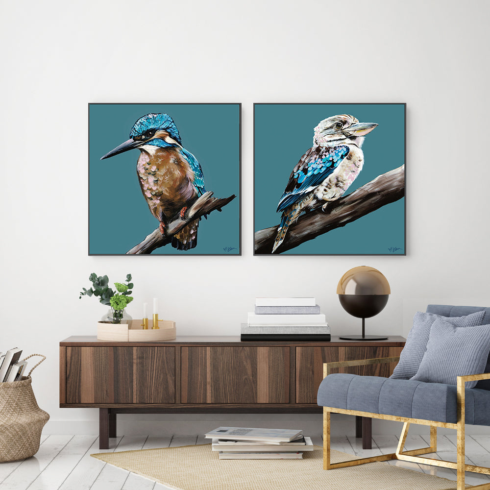 Kingfisher Blue, Style A & B, Set Of 2