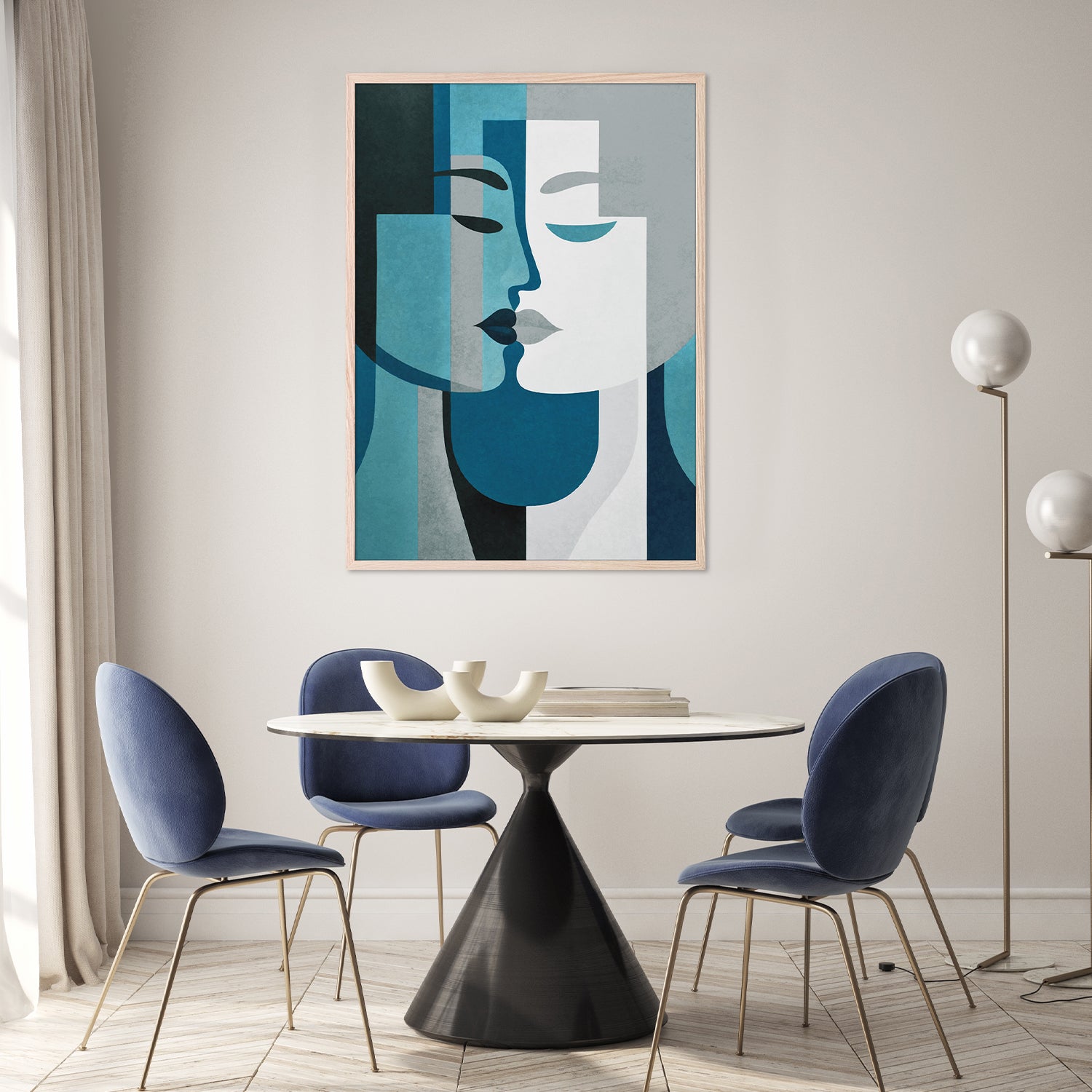 wall-art-print-canvas-poster-framed-Kiss Me Teal Grey-9