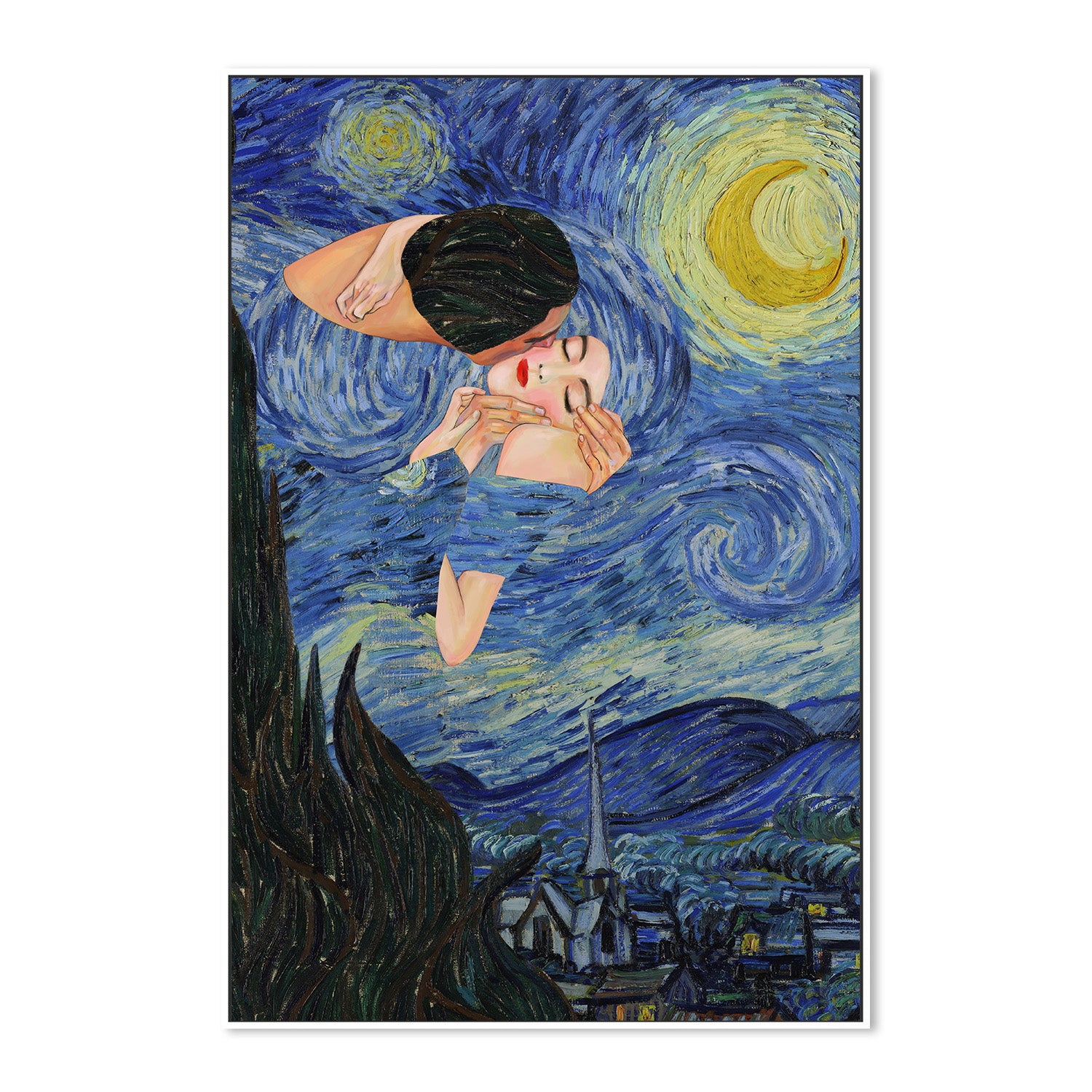 wall-art-print-canvas-poster-framed-Kiss Under the Starry Night-5