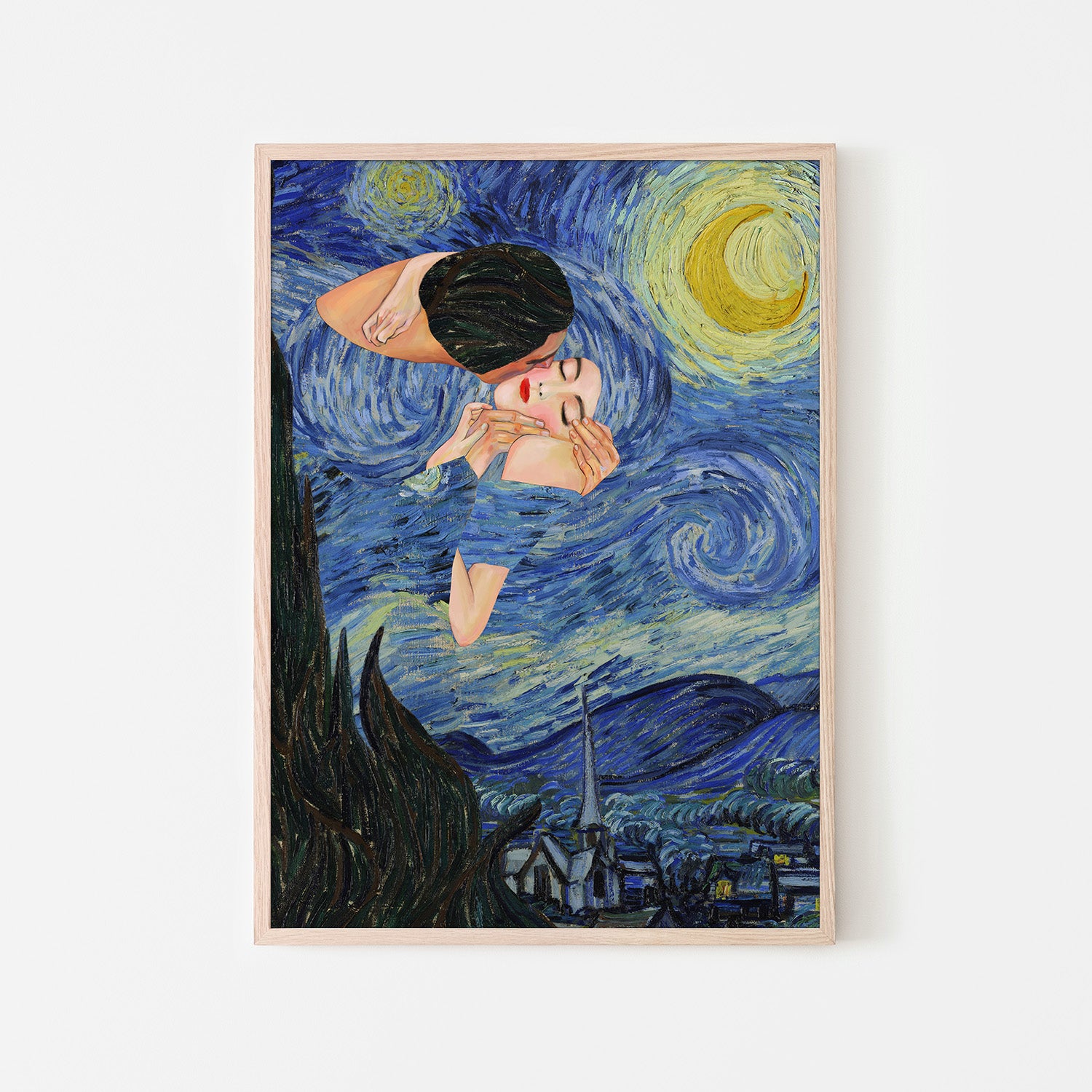 wall-art-print-canvas-poster-framed-Kiss Under the Starry Night-6