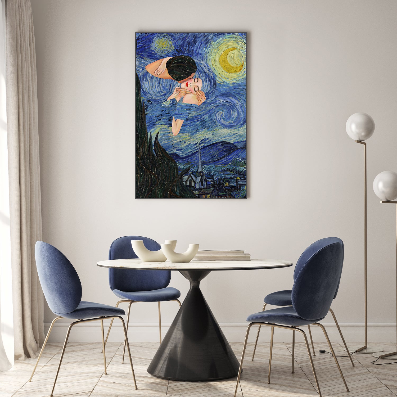 wall-art-print-canvas-poster-framed-Kiss Under the Starry Night-8