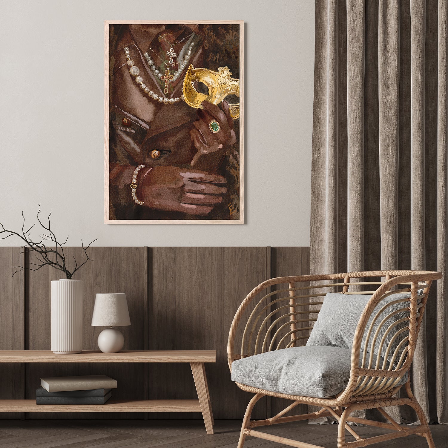 wall-art-print-canvas-poster-framed-La donna con le perle-8
