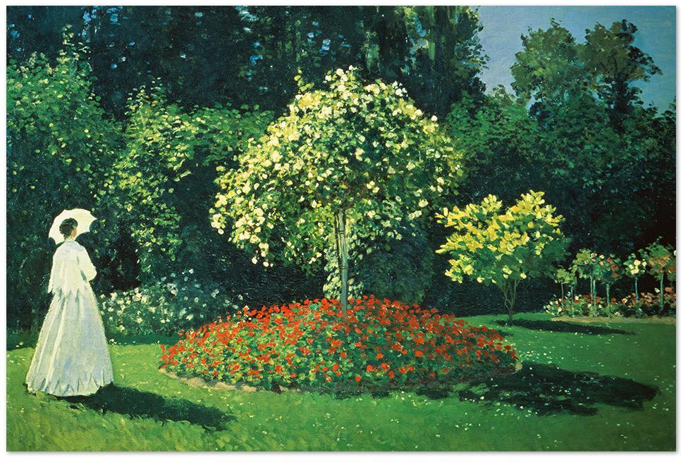 wall-art-print-canvas-poster-framed-Lady In A Garden, By Monet-by-Gioia Wall Art-Gioia Wall Art