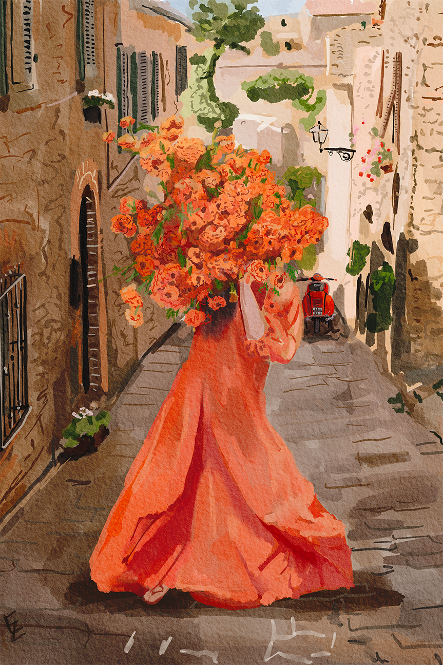 wall-art-print-canvas-poster-framed-Lady In Orange , By Ekaterina Zagorska-1