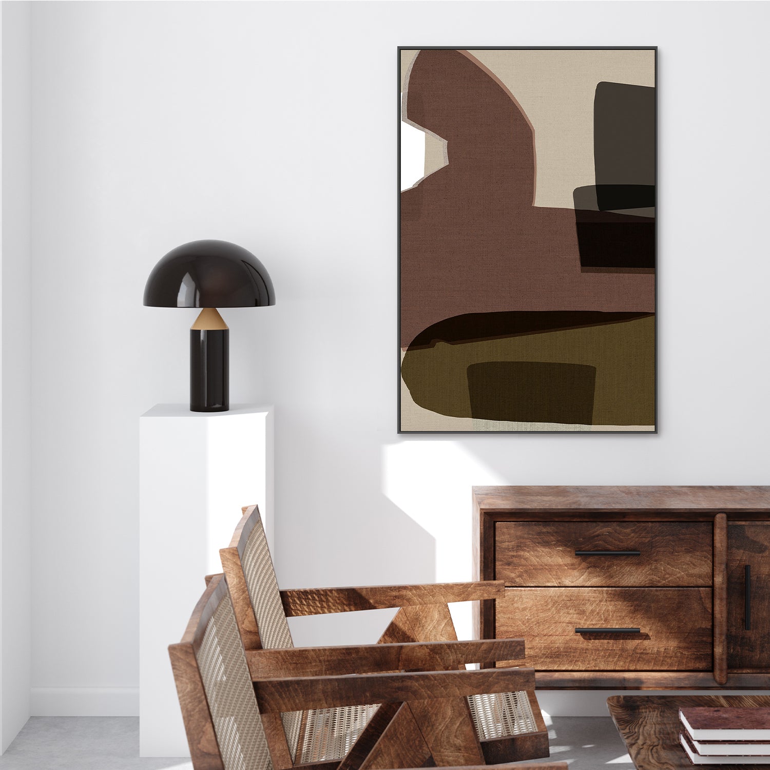 wall-art-print-canvas-poster-framed-Layered Geometric Shapes And Earthy Tones-7