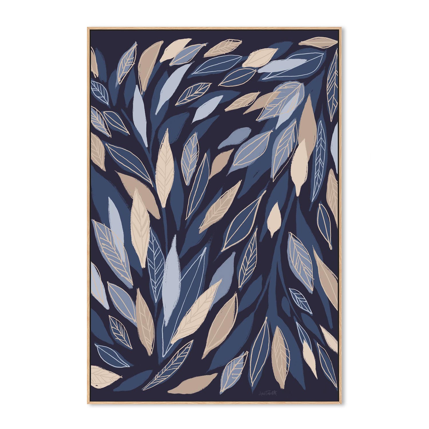 wall-art-print-canvas-poster-framed-Leafy Lines Dark-4