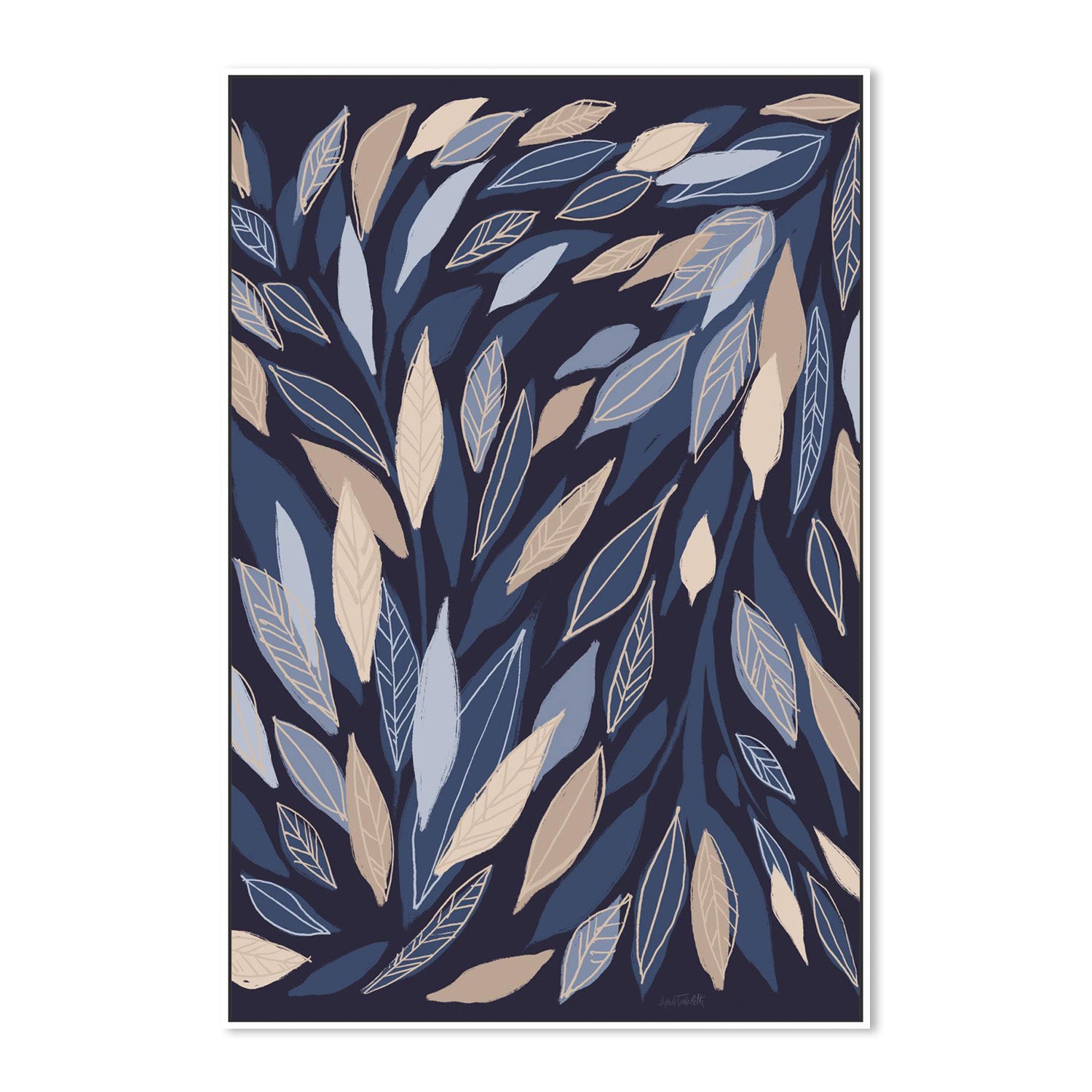 wall-art-print-canvas-poster-framed-Leafy Lines Dark-5