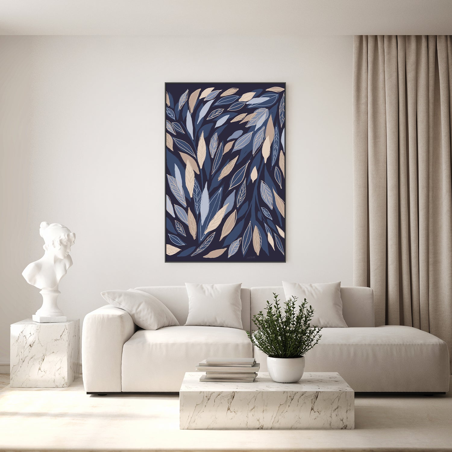 wall-art-print-canvas-poster-framed-Leafy Lines Dark-9